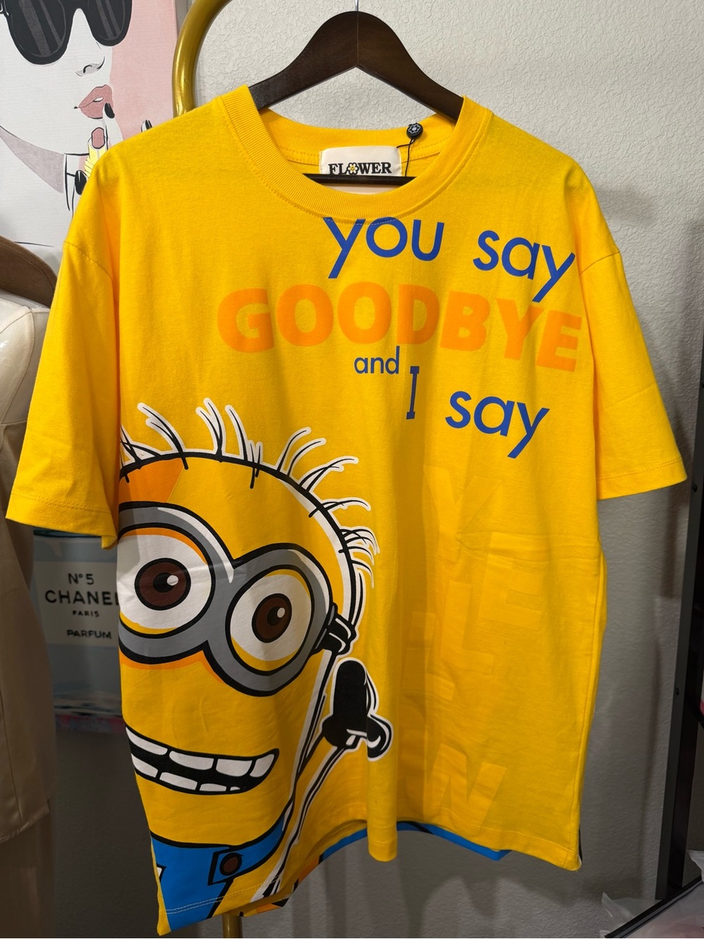 Yellow Minion Graphic Tee - 'You Say Goodbye'